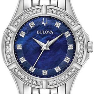 Bulova Damklocka 96R230 Diamond Blå/Stål Ø32 mm