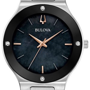 Bulova Damklocka 96R231 Svart/Stål Ø32 mm