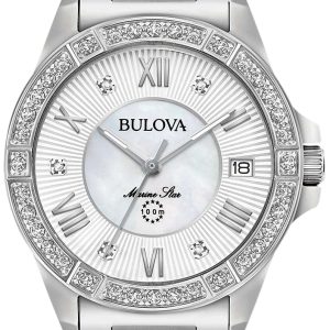 Bulova Damklocka 96R232 Vit/Stål Ø32 mm