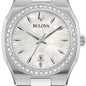 Bulova Damklocka 96R245 Vit/Stål Ø31 mm