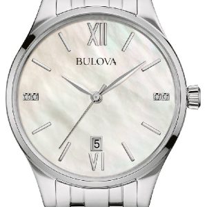 Bulova Damklocka 96S161 Diamond Vit/Stål Ø36 mm