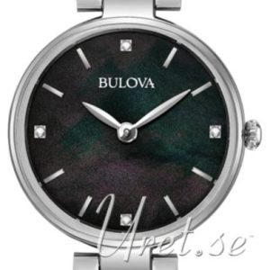 Bulova Damklocka 96S173 Diamond Svart/Stål Ø27 mm