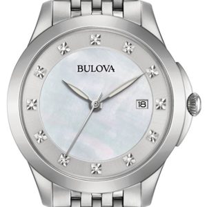 Bulova Damklocka 96S174 Diamond Vit/Stål Ø36 mm