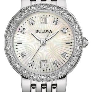 Bulova Damklocka 96W203 Diamond Vit/Stål Ø26 mm