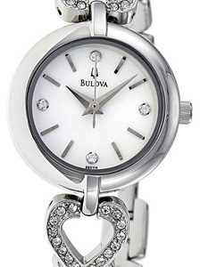 Bulova Damklocka 96X114 Crystal Vit/Stål Ø22 mm