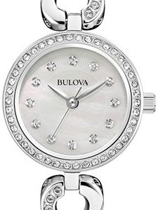 Bulova Damklocka 96X129 Crystal Vit/Stål Ø23 mm