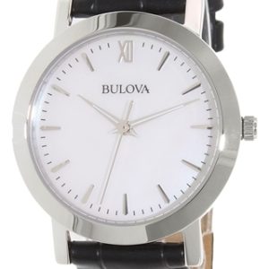 Bulova Damklocka 96X132 Dress Vit/Läder Ø32 mm