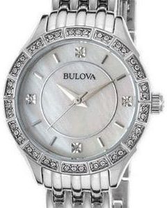 Bulova Damklocka 96X133 Crystal Vit/Stål Ø27 mm