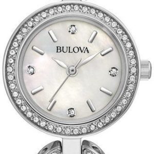 Bulova Damklocka 96X137 Crystal Vit/Stål Ø30 mm