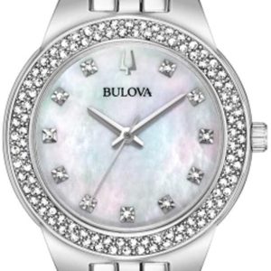 Bulova Damklocka 96X144 Vit/Stål Ø33 mm