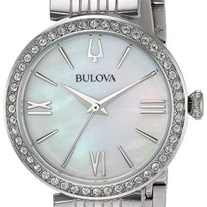 Bulova Damklocka 96X153 Crystal Vit/Stål Ø30 mm