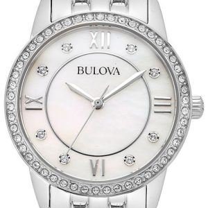 Bulova Damklocka 96X155 Crystal Vit/Stål Ø27 mm