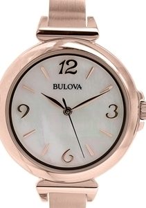 Bulova Damklocka 97L137 Vit/Roséguldstonat stål Ø30 mm