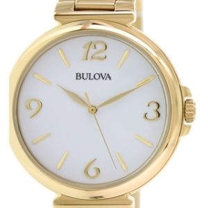 Bulova Damklocka 97L139 Vit/Guldtonat stål Ø38 mm