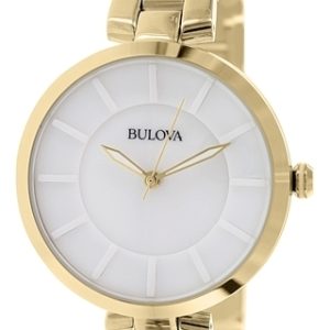 Bulova Damklocka 97L142 Vit/Guldtonat stål Ø38 mm