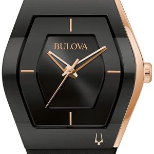 Bulova Damklocka 97L163 Latin Svart/Gummi