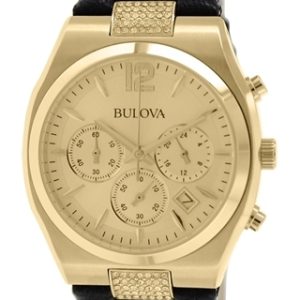 Bulova Damklocka 97M107 Crystal Champagnefärgad/Läder Ø34 mm