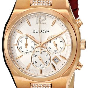 Bulova Damklocka 97M108 Crystal Antikvit/Läder Ø34 mm