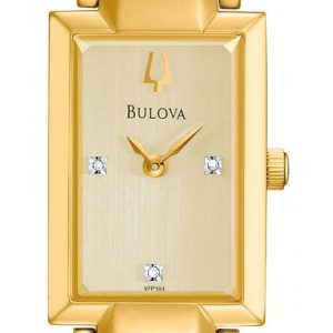 Bulova Damklocka 97P104 Diamond Champagnefärgad/Gulguldtonat stål