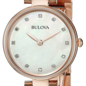 Bulova Damklocka 97P111 Diamond Silverfärgad/Roséguldstonat stål