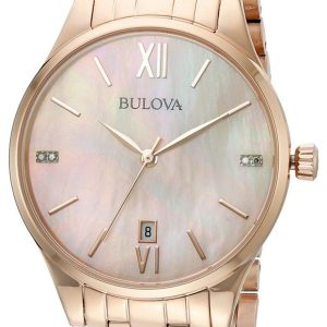 Bulova Damklocka 97P113 Diamond Silverfärgad/Roséguldstonat stål