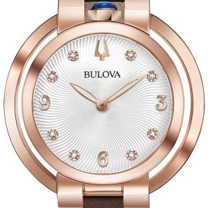 Bulova Damklocka 97P131 Diamond Silverfärgad/Läder Ø35 mm