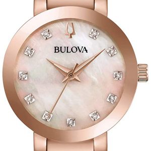 Bulova Damklocka 97P132 Diamond Roséguldstonad/Roséguldstonat stål