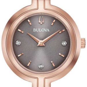 Bulova Damklocka 97P143 Diamond Grå/Läder Ø30 mm