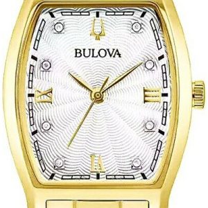 Bulova Damklocka 97P148 Vit/Gulguldtonat stål