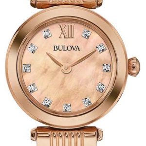 Bulova Damklocka 97S116 Diamond Roséguldstonad/Roséguldstonat stål