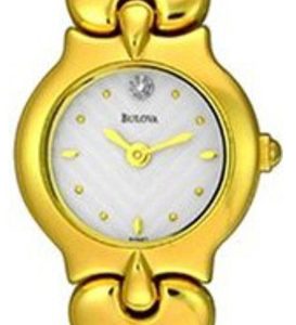 Bulova Damklocka 97S47 Diamond Vit/Gulguldtonat stål Ø20 mm