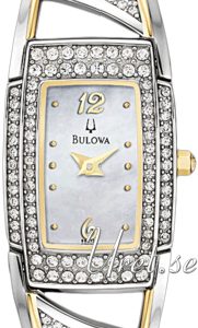 Bulova Damklocka 98L128 Crystal Vit/Gulguldtonat stål