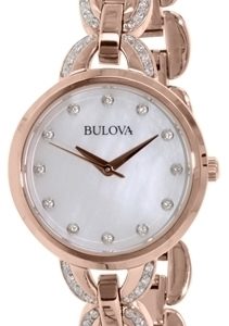 Bulova Damklocka 98L207 Crystal Vit/Roséguldstonat stål Ø28 mm