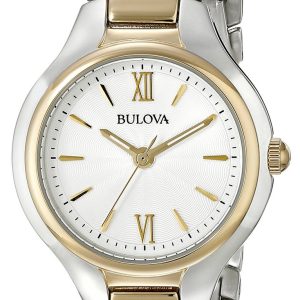 Bulova Damklocka 98L217 Dress Vit/Gulguldtonat stål Ø28 mm