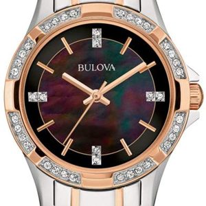 Bulova Damklocka 98L219 Svart/Roséguldstonat stål Ø30 mm