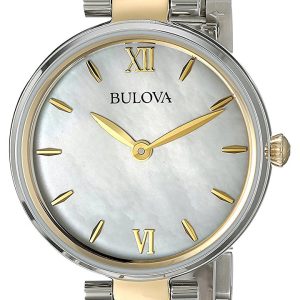 Bulova Damklocka 98L226 Dress Vit/Gulguldtonat stål Ø27 mm