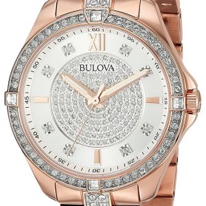 Bulova Damklocka 98L229 Silverfärgad/Roséguldstonat stål Ø35 mm