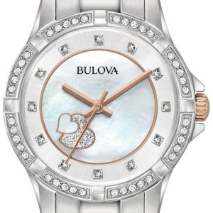 Bulova Damklocka 98L232 Crystal Vit/Stål Ø30 mm