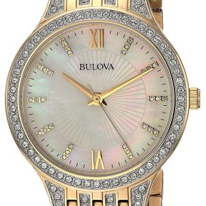 Bulova Damklocka 98L234 Vit/Gulguldtonat stål Ø32 mm