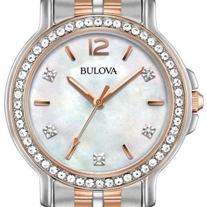 Bulova Damklocka 98L242 Crystal Silverfärgad/Roséguldstonat stål