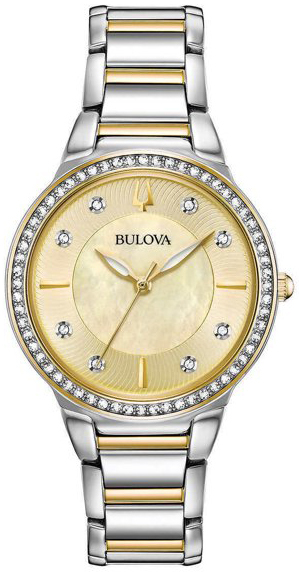 Bulova Damklocka 98L248 Crystal Gulguldstonad/Gulguldtonat stål Ø32