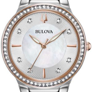 Bulova Damklocka 98L258 Vit/Roséguldstonat stål Ø32 mm