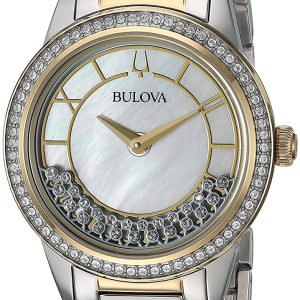 Bulova Damklocka 98L260 Dress Vit/Gulguldtonat stål Ø32 mm