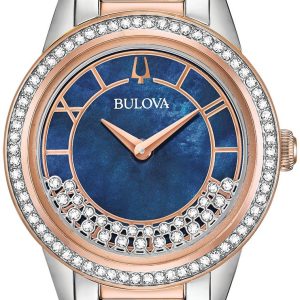 Bulova Damklocka 98L261 Blå/Roséguldstonat stål Ø32.5 mm