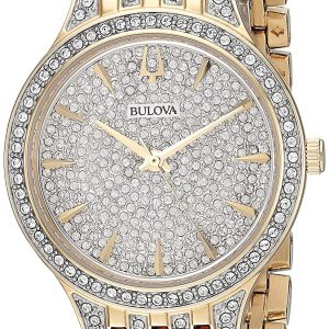 Bulova Damklocka 98L263 Kristallinfattad/Gulguldtonat stål Ø32 mm