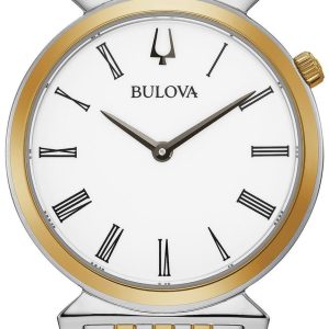 Bulova Damklocka 98L264 Classic Vit/Gulguldtonat stål Ø30 mm