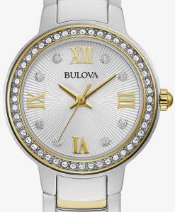 Bulova Damklocka 98L271 Crystal Silverfärgad/Gulguldtonat stål Ø28