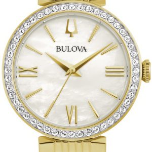 Bulova Damklocka 98L276 Vit/Gulguldtonat stål Ø30 mm