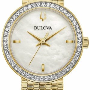 Bulova Damklocka 98L278 Diamond Vit/Gulguldtonat stål Ø28 mm