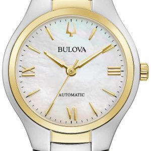 Bulova Damklocka 98L297 Classic Vit/Gulguldtonat stål Ø30 mm